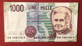 1990年意大利1000里拉，蒙台梭利