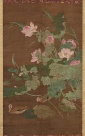 花鸟画，顾德谦莲池水禽图轴对轴 ，共2轴，每轴大小94.06*150厘米。宣纸艺术微喷复制。