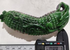 珍藏老坑翡翠清代黄瓜飘紫罗兰摆件一个