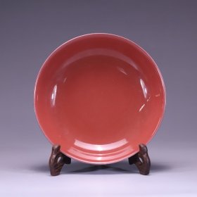 清代豇豆红釉赏盘
