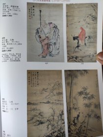 散页美术资料（印刷品）———书画——-南极星辉【任伯年】，人物【李士达】，山水【董其昌】，墨竹【诸升】，清人飞瀑图【佚名】，花鸟【张熊】，西山雪景图【董邦达】，仕女梅花【费丹旭】，花鸟【郎世宁】，平安图【佚名】，品茗图【陈洪绶】，人物，罗汉图【丁观鹏】，山水【姜筠】，2080