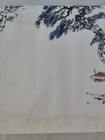 八九十年代老山水画镜心，四尺整张。有水印，落款不识。