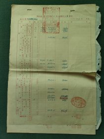 8开，1950年（地方珍贵资料）湖北省一九五0年度二月份经费〔支出决算书〕1套7张合售（少见章印）