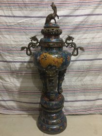 景泰蓝铜胎掐丝珐琅薰香炉，高1米，宽50厘米，厚30厘米，重36斤，