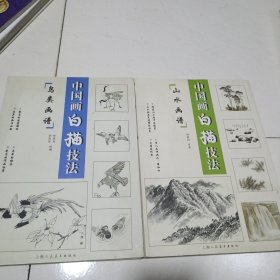 中國(guó)畫(huà)白描技法--山水畫(huà)譜+鳥(niǎo)類(lèi)畫(huà)譜（兩本合售）