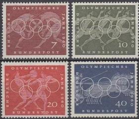bh07外国邮票联邦德国邮票 西德1960年  第17届奥运会 新 4全 雕刻版