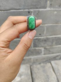 老奶奶的陪嫁妆翡翠戒指 珐琅彩镶嵌 包浆好