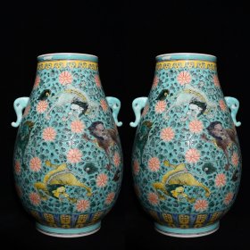 清乾隆粉彩麒麟图案纹尊尺寸44*27厘米