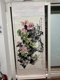 中式国画，水墨画，彩色画，花鸟画，尺寸77*197，陕西西安名人字画，马天锁，包邮（新疆，西藏，海南，内蒙除外），已裱，b1-75