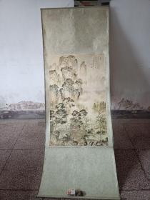 翠峰玉瀑 2米大中堂画  老中堂年画  何延喆作 王辛铭书写