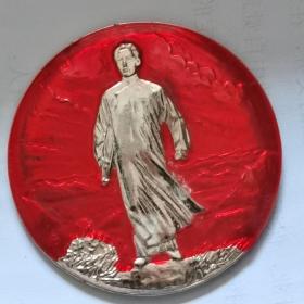毛主席像章：毛主席去安源   6.5x6.5㎝