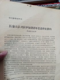 1963年临沂地区沂南县铜井区马泉大队如何安排知青的，一页