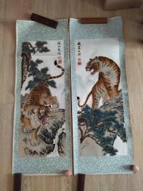 两只老虎，中国杭州绒画