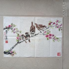 581   江苏美协会员   泰州国画院著名画家**曹锦江**老师   花鸟小横幅