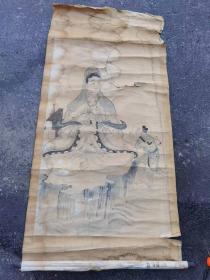 清未画工精美的观音送子，描金画工精美，画心138ⅹ80Cm(31)