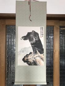 天津画家高景林云峰国画鹰三平只原装立轴（真迹）