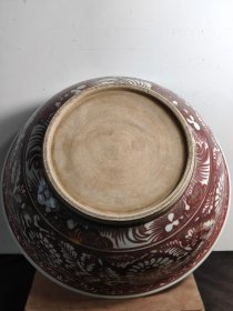 大明宣德时期青花釉里红大碗，高14.5宽39.8cm