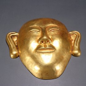 旧藏 铜鎏金面具