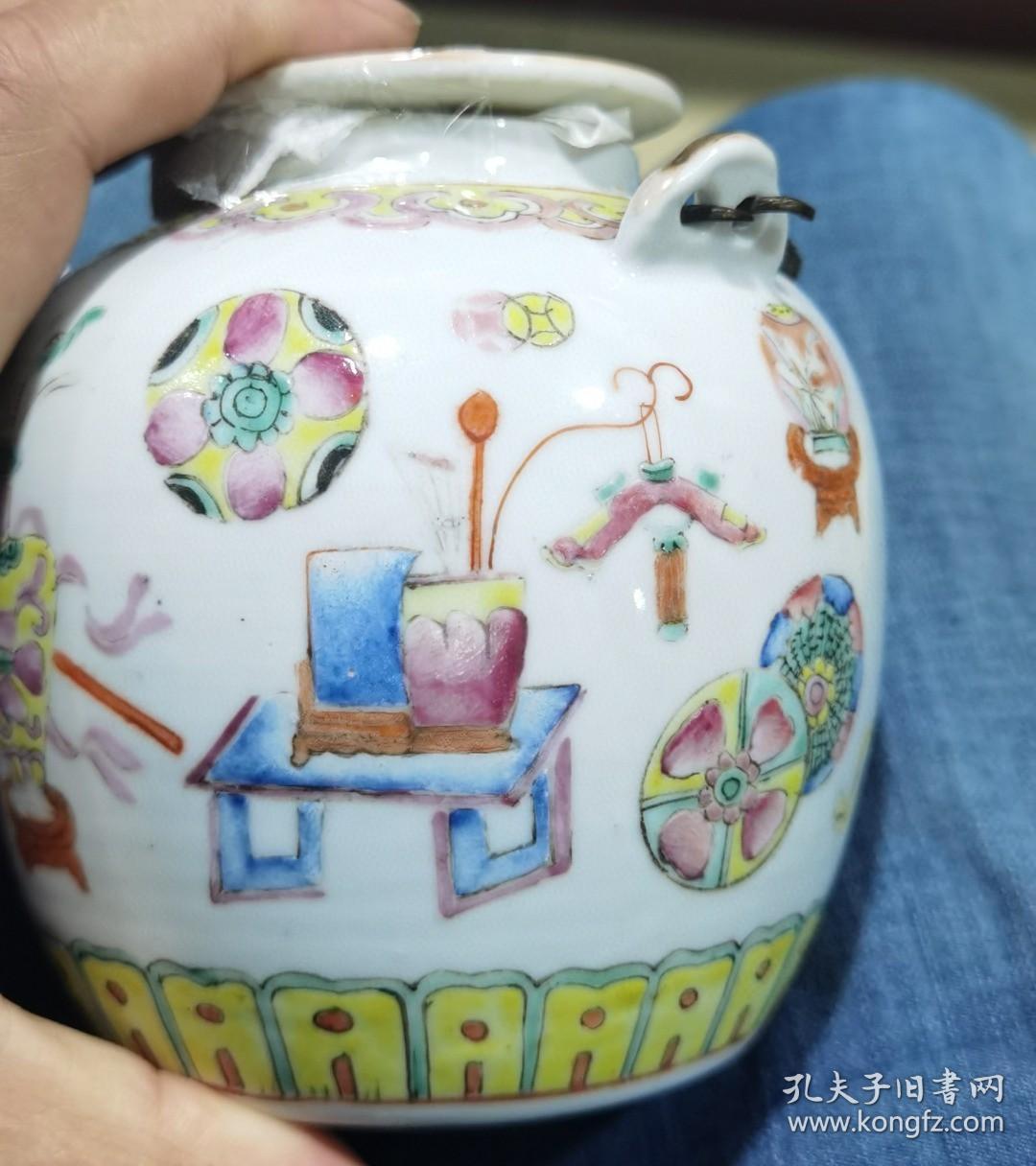 清代皮球花粉彩茶壶