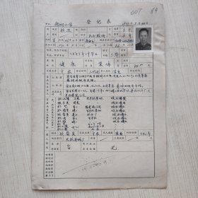 1977年教师登记表：杜照 南郊小学/红旗人民公社 垬山大队贴有照片