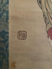 桥本雅邦 （收藏级作品文殊菩萨）
（1835～1908）明治时期的日本画家。生于江户。1847年从狩野雅信学画。画风稳健，固守传统。1854任胜川私塾塾长。1882、1884年两度在绘画展获奖而成名。受费农罗萨、1887年东京美术学校成立后出任教授。后参与创立日本美术院，并成为核心人物之一。门生中有横山大观、菱田春草等人。他与同门的狩野芳崖一起是日本画的“近世”和“近代”过渡位置的画家。