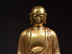 清“大明永乐年施”铜鎏金地藏王菩萨坐像摆件
尺寸:高31.5厘米，长26.5厘米，宽19厘米，重19斤
