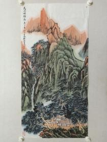 保真书画，李可染画院苏州分院执行院长，王驾林山水画一幅，软片，尺寸105×50cm。