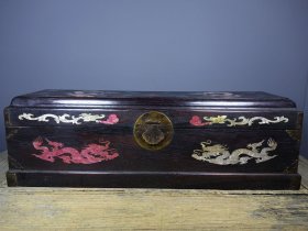 旧藏黑檀木镶嵌贝壳箱子书画箱 收藏送礼佳品