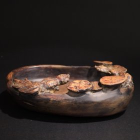 旧藏 端石墨海:金玉满堂款:丁易