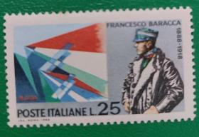 意大利邮票1968年飞行员巴拉克逝世50周年  1全新
