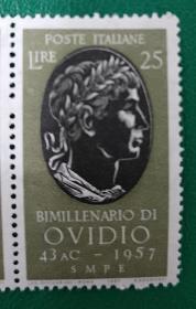 意大利邮票1957年 罗马诗人奥维德 1全新