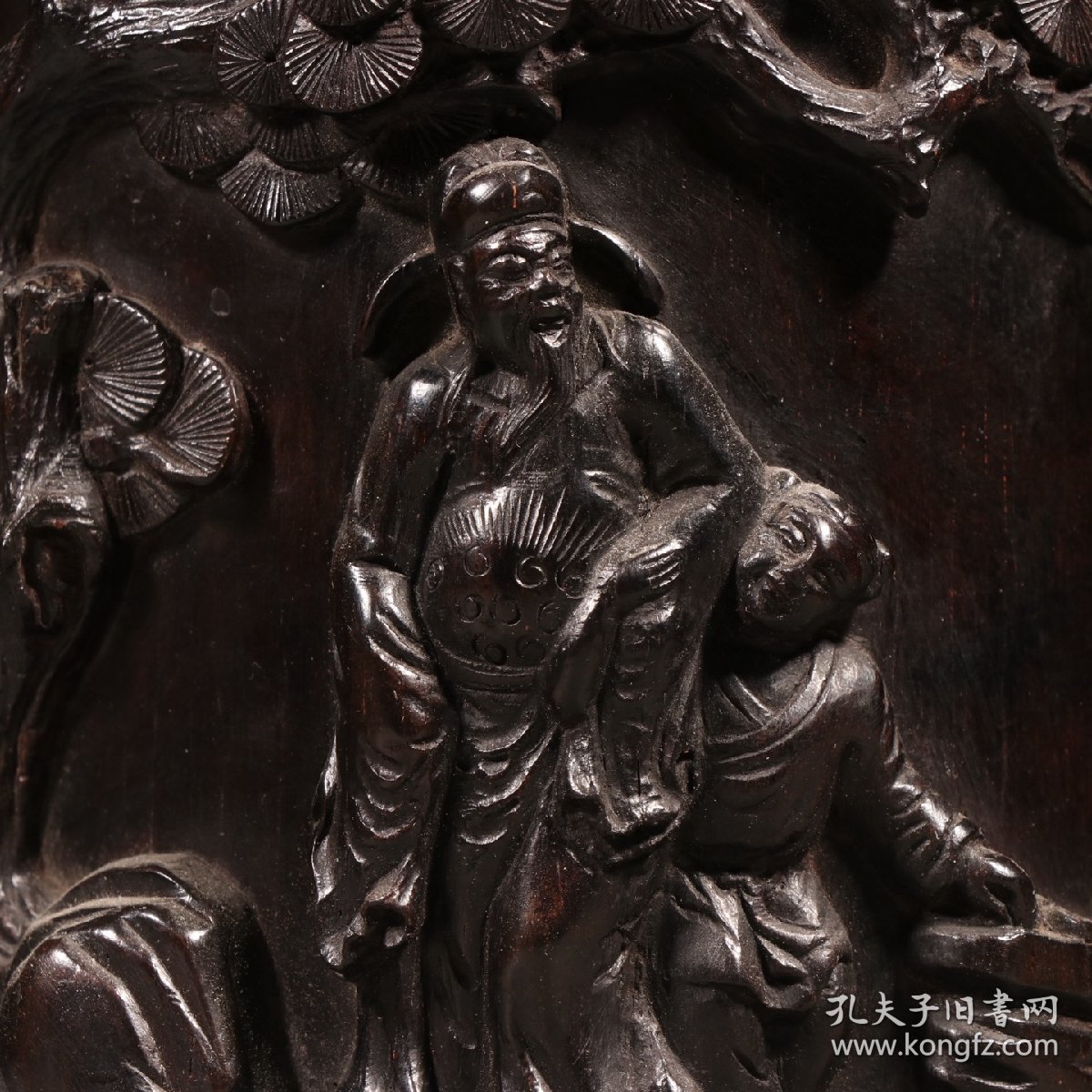 清 紫檀人物故事笔筒