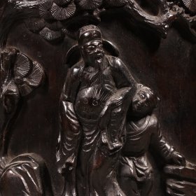 清 紫檀人物故事笔筒