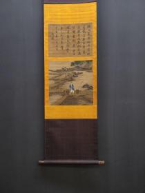 旧藏 清代 郎世宁 精品绢本人物立轴 画心尺寸36.5x37.5厘米