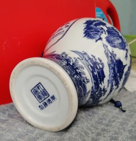 旧的空酒瓶 乾隆杯山水楼阁景德镇青花瓷酒瓶高27厘米三斤装 原物拍照 HH