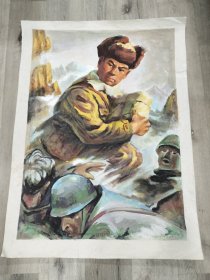 抗美援朝志愿军专题—杨根思—手绘宣传画画稿，尺寸：103cmx76cm。买宣传画，赠连环画一本，讲好抗美援朝英雄的故事。