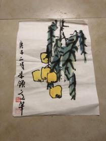 李领手绘枇杷小品（无款）以石鲁法写之