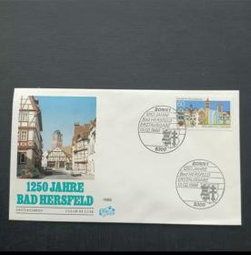 F1134外国信封德国邮票1986年 建筑 巴特赫尔斯费尔德名胜古迹首日封 1全 品相如图