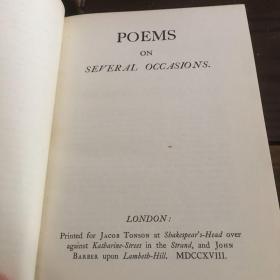 The writings of Matthew prior vol I: poems on several occasions  vol II: dialogues of the dead 马修·普赖尔作品集  诗集和死亡对话等散文（全二册）