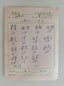 思南县卫生院处方（羌活，独活，前胡，桔梗，黄芪，川芎，白芷，白荆子，车前，黄苓，秦艽，续断，甘草，厚朴，苍术）