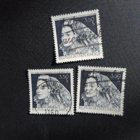 A401奥地利邮票1968年福拉尔贝格刺绣工业艺术专题 信销 1全 雕刻版 （随机发一枚）
