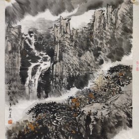 【郭公达】精品山水画《峡谷秋色》一幅，61厘米//68厘米，喜欢的私聊