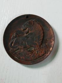 80年代铜生肖虎牌(直径6cm)