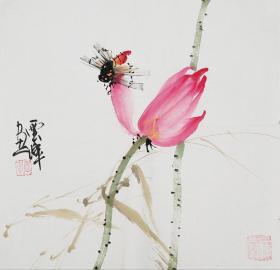 北京画家、三栖堂主李云峰《荷花蜜蜂》