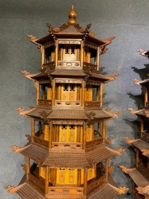 清代黄花梨雕填玲珑塔古董明清木器