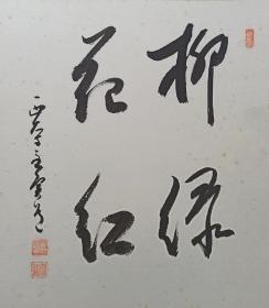日本回流书画字画华严宗西大寺长老宝山寺贯主松本实道书法《柳绿花红》