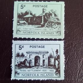 b0215外国邮票 诺福克岛邮票1998年 岛屿建筑风光 新 2全