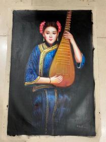 编号014，手绘油画
作者:陈逸飞
尺寸：100×70cm
实物拍摄，一物一图