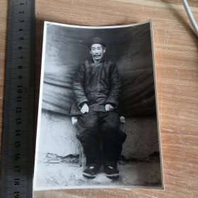 民国老照片 带着毡帽的老人 长15宽10.4厘米