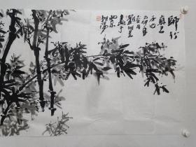 保真书画，当代国画名家，刘明星《师竹真君子也》国画一幅，软片，尺寸69×136cm。